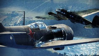 Best flight sims — WWII combat planes in-flight towards aerial battle in War Thunder.