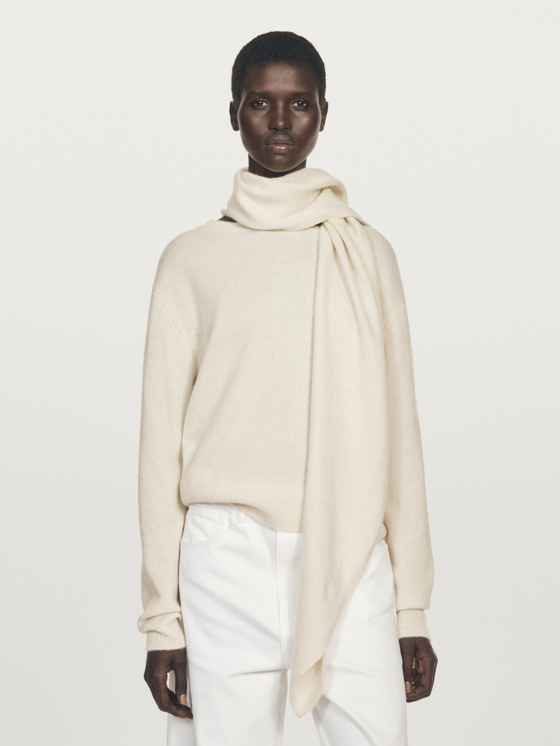 100% Cashmere Scarf Neck Sweater