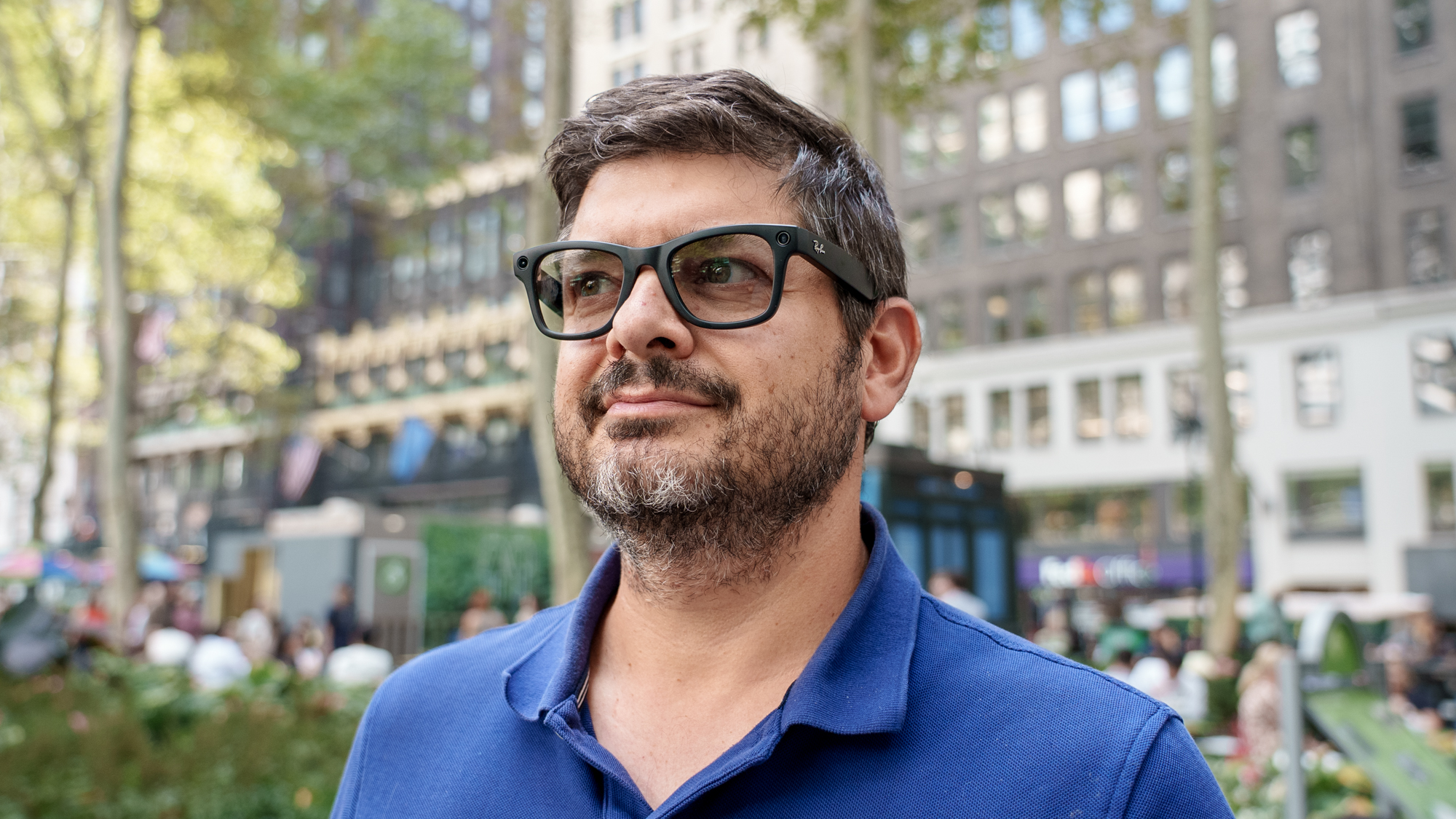 Tom&#039;s Guide U.S. Editor-in-Chief Mike Prospero wearing Meta Ray-Ban (gen 2) smart glasses