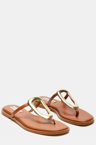 Knola Cognac Leather Thong Sandals