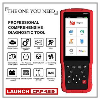 Launch CRP429 OBD2 Scanner Scan Tool Full System Code Reader 8 Reset Functions of ABS Brake Bleed, Oil Reset, EPB, BMS, SAS, DPF, Injector Coding and IMMO, Battery Voltage Graphing, One-Click Update