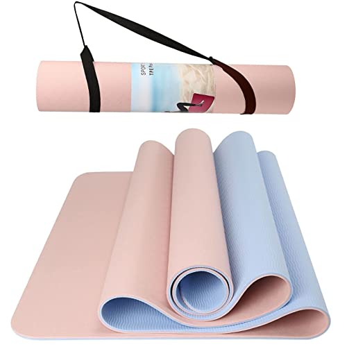Sokids Camping Yoga Mat/exercises Mat | 183 X 61 X 0.6 Cm Yoga Mats| Sleeping Camping Mat With Holding Strap | Rolling Mat for Camping | Reversible Tpe Sleeping Gym Mats (pink-Blue)