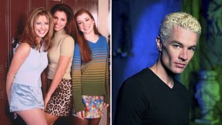 L-Sarah Michelle Gellar, Charisma Carpenter and Alyson Hannigan, R- James Marsters