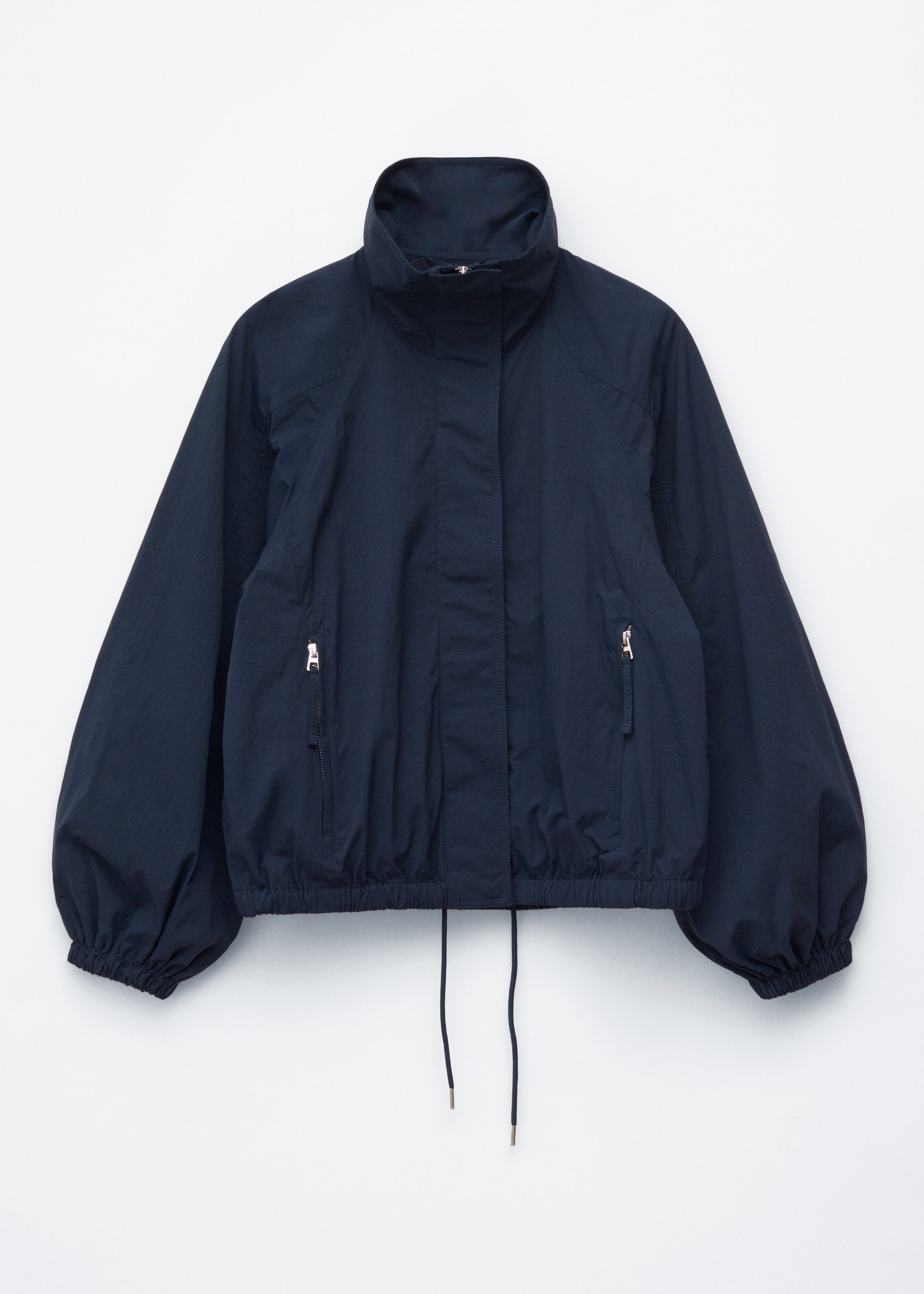 Stand-Collar Drawstring Jacket