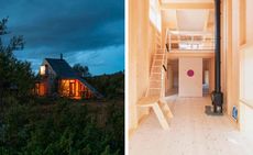 The cabin’s open-plan interior offers spaces for sleeping