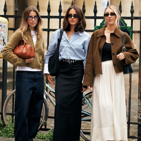 Fashion week attendees wearing fall clothing