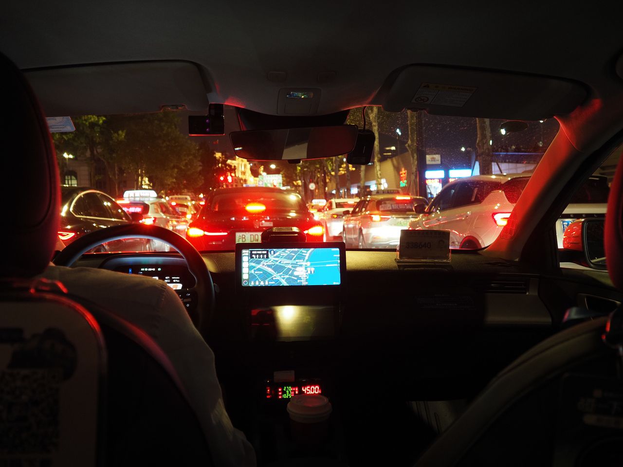 OM System PEN sample gallery: Inside a taxi in Shanghai, China, at night