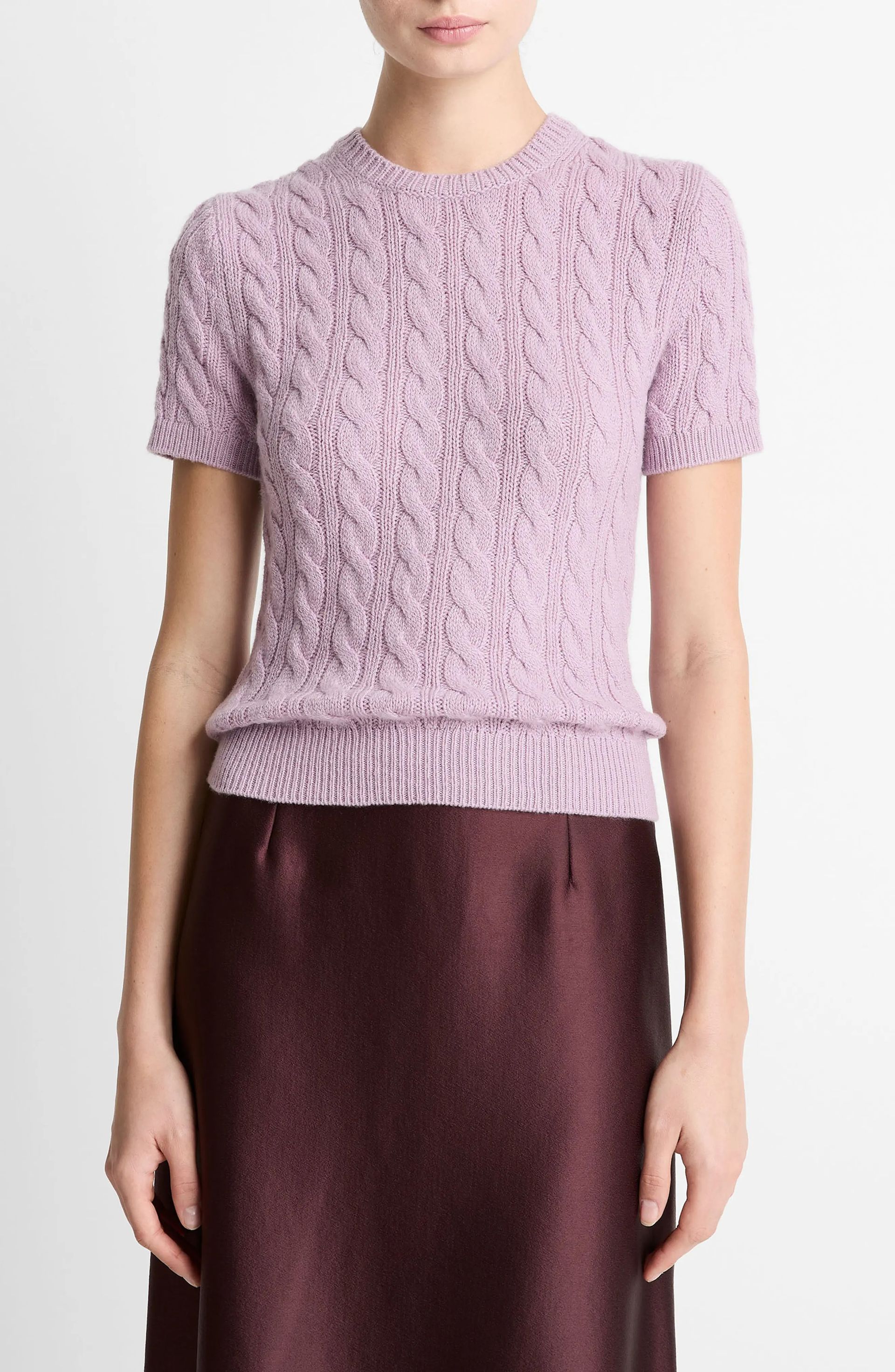 Vince, Cable Short Sleeve Sweater