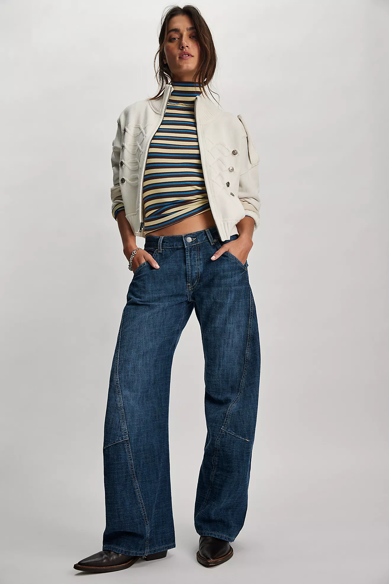 We the Free Highland Low-Rise Twisted Bowed Jeans