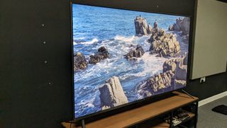 Amazon Omni QLED showing waves and rocks on screen 