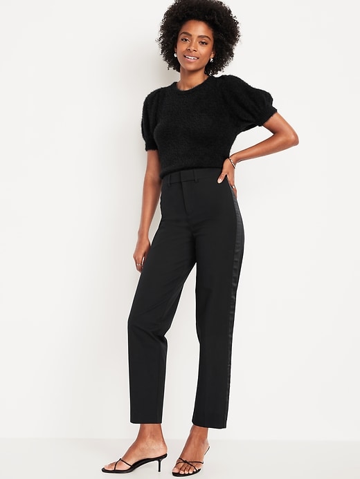 High-Waisted Pixie Straight Side-Stripe Pants
