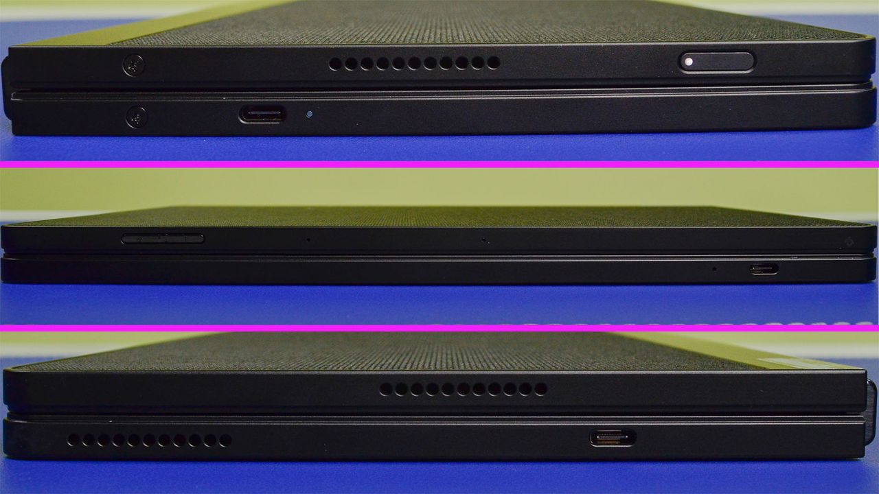 A Lenovo ThinkPad X1 Fold 16 Gen 1 on a white desk