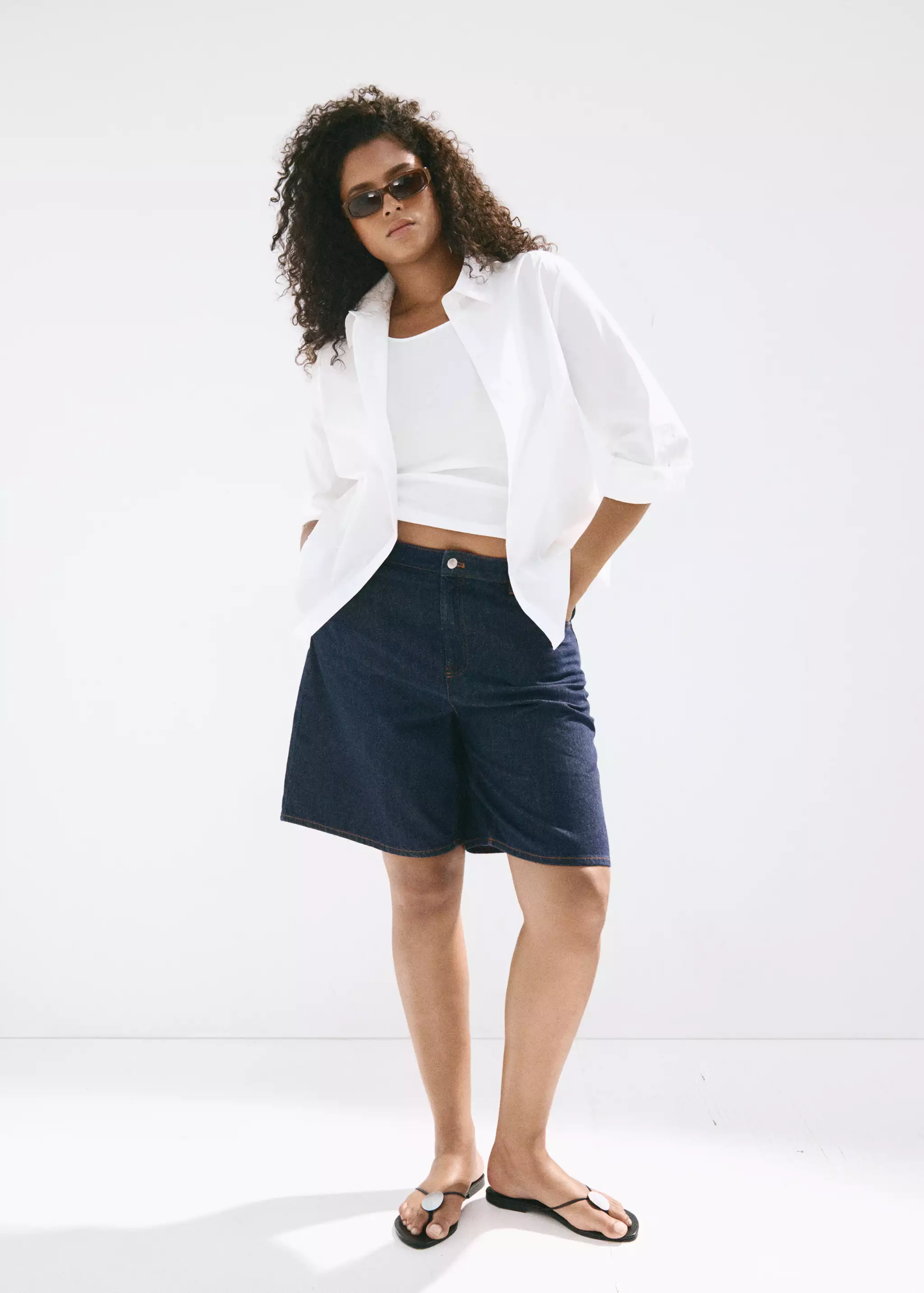 High-Waist Straight-Fit Denim Shorts - Women | Mango United Kingdom