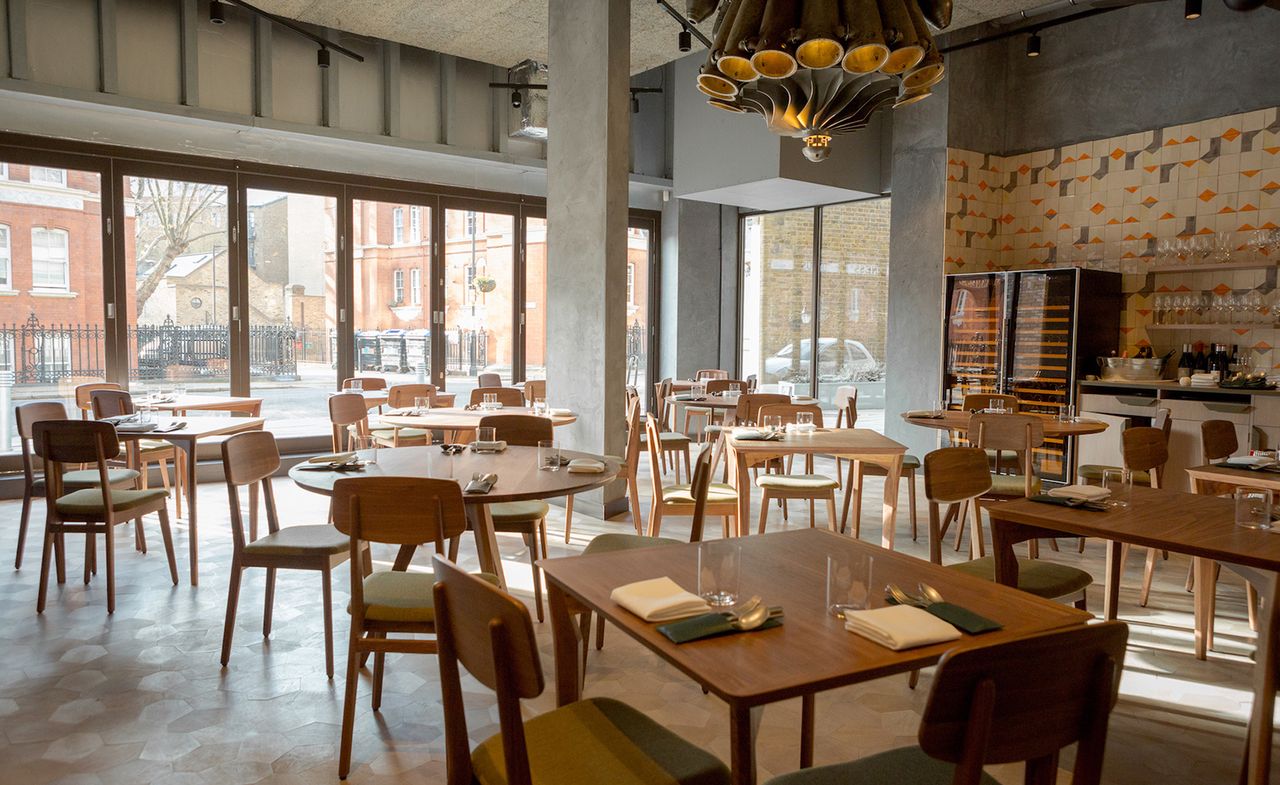 Dining space at Londrino restaurants, London, UK