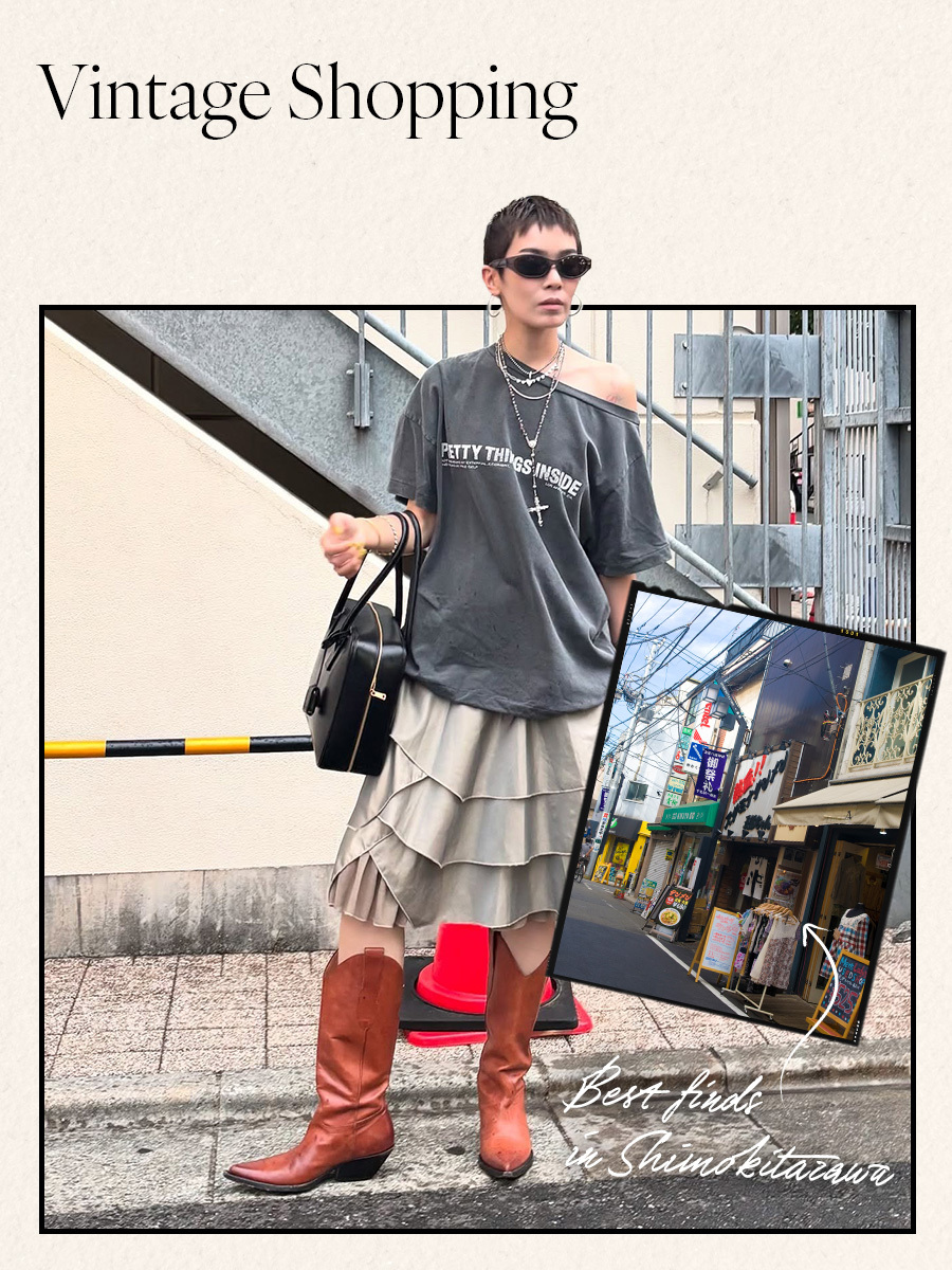 Woman in graphic tee and fun skirt