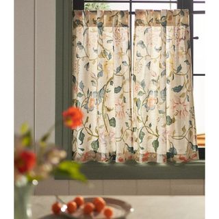 Hattie Cotton Floral Printed Café Curtains, Set of 2