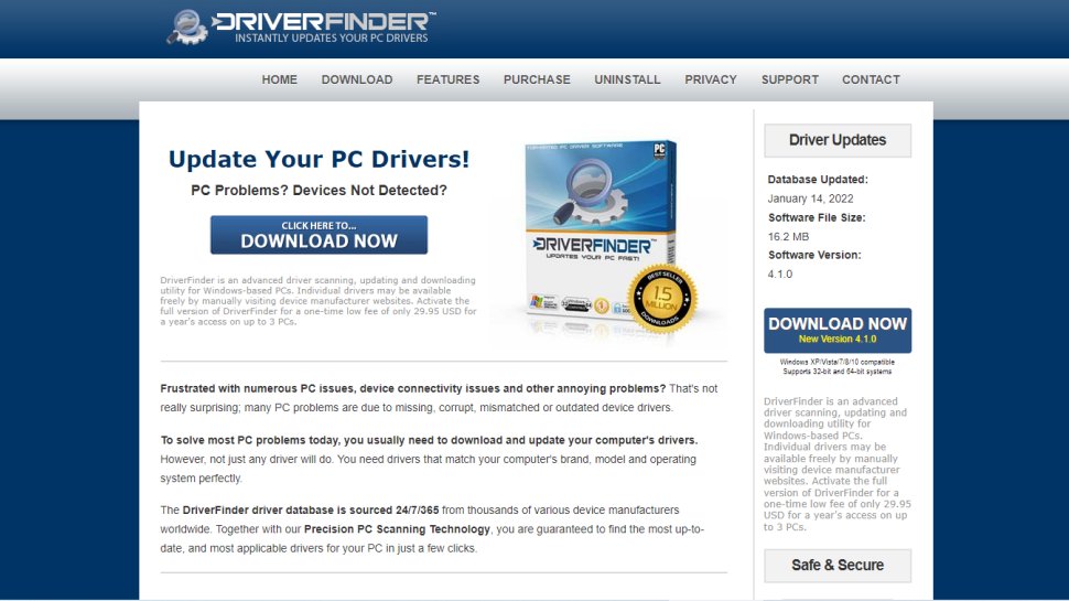 Website screenshot for DriverFinder