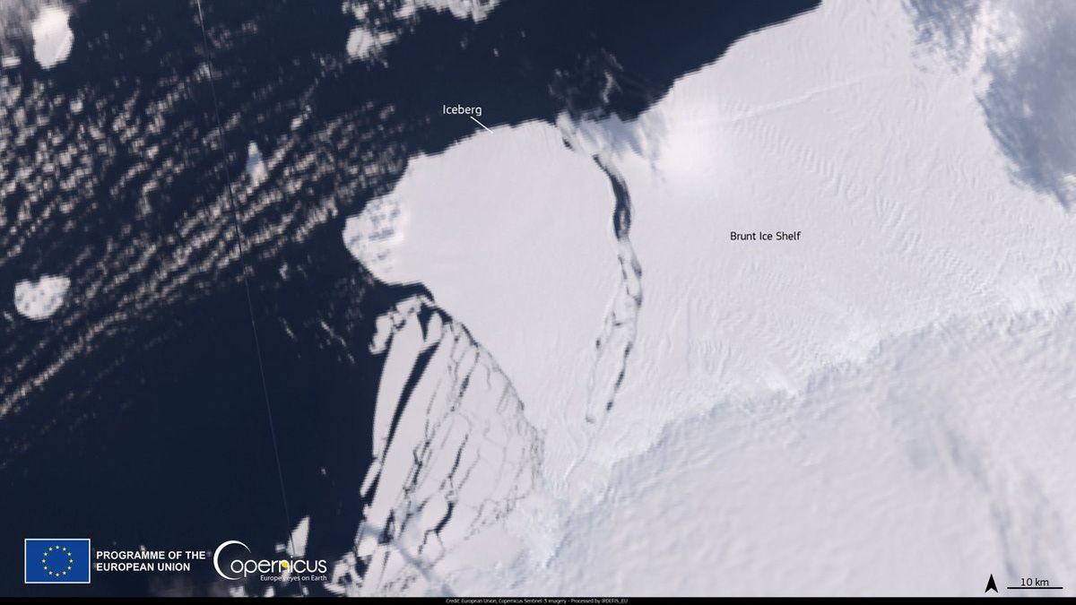 An iceberg has calved from the Brunt Ice Shelf in Antarctica on Sunday (Jan. 20).