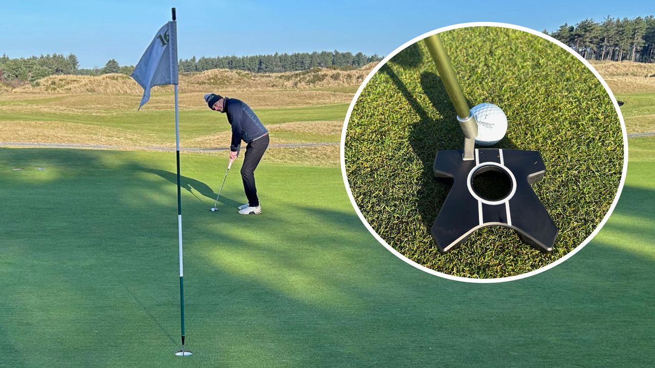 Michael Weston tries a zero torque putter at Formby Golf Club 
