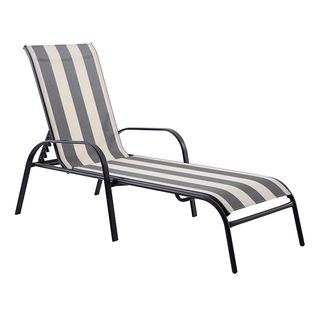 Laila Ali Stackable Black & White Striped Sling Patio Chaise Lounge Chair