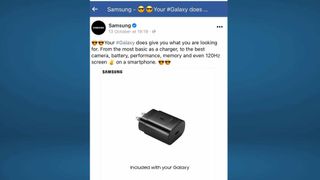 Samsung deleted Facebook post charger