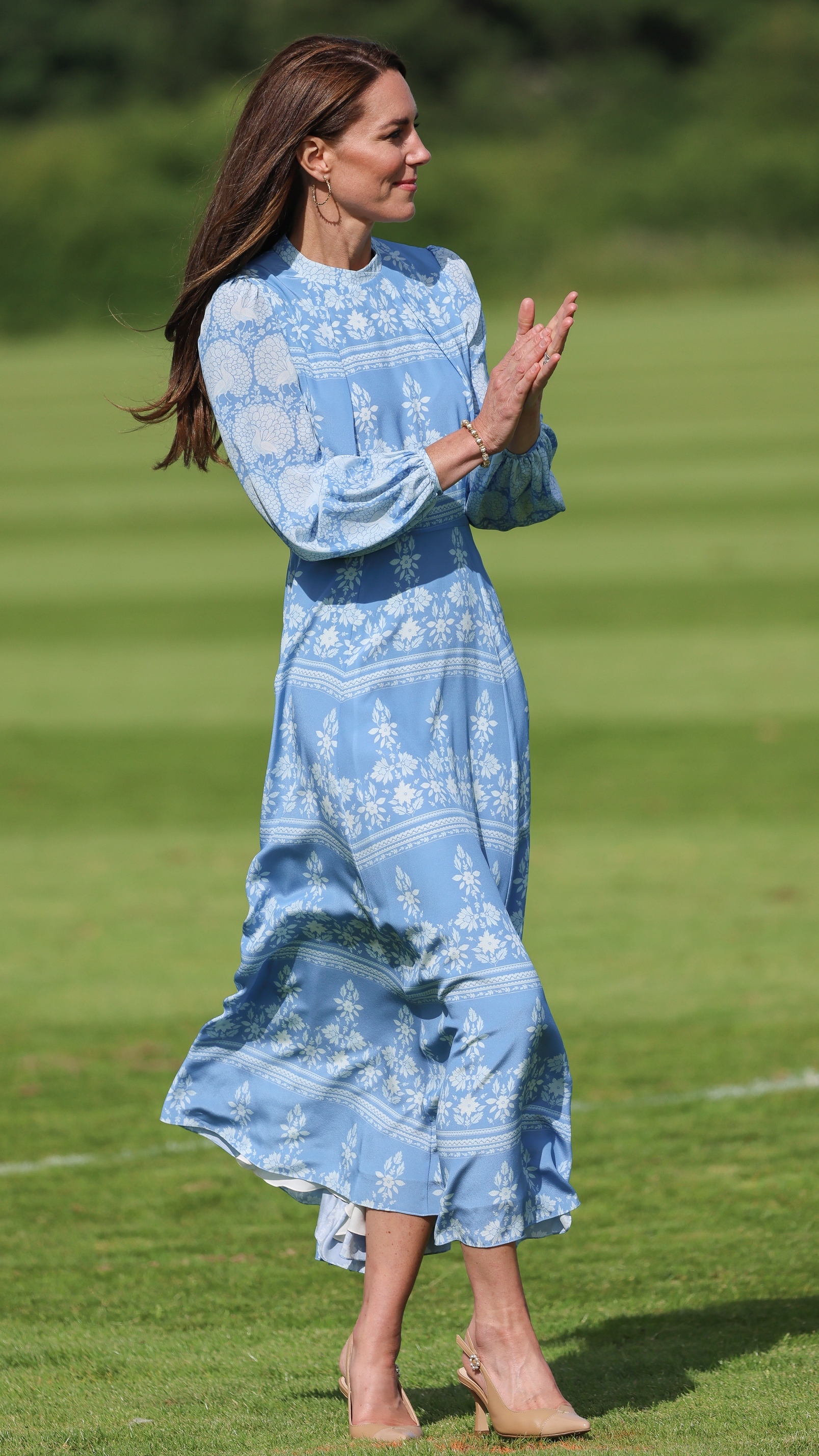 Catherine, Princess of Wales applauds as she attends the Royal Charity Polo Cup 2023