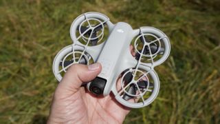 DJI Neo drone in my hand