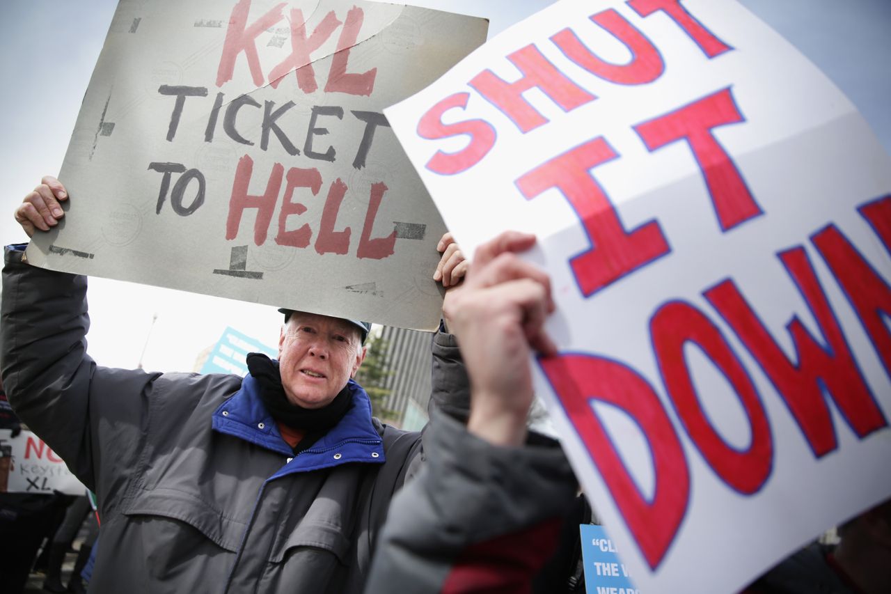 Activists rally against the Keystone XL pipeline.