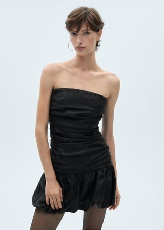 Draped Strapless Dress - Women | Mango United Kingdom