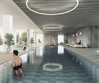 Rendering of swimming pool in Elton John's Toronto treehouse apartment building