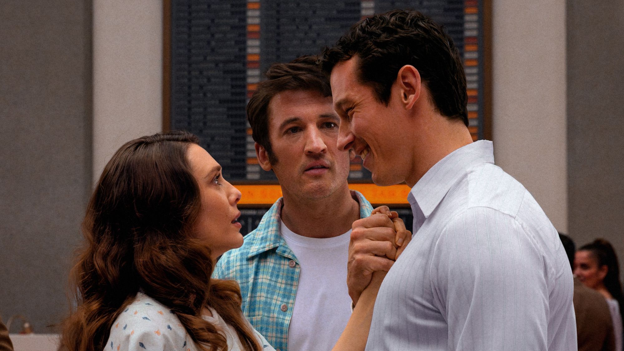 Elizabeth Olsen, Miles Teller and Callum Turner in Eternity