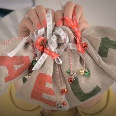 festive craft with ribbon