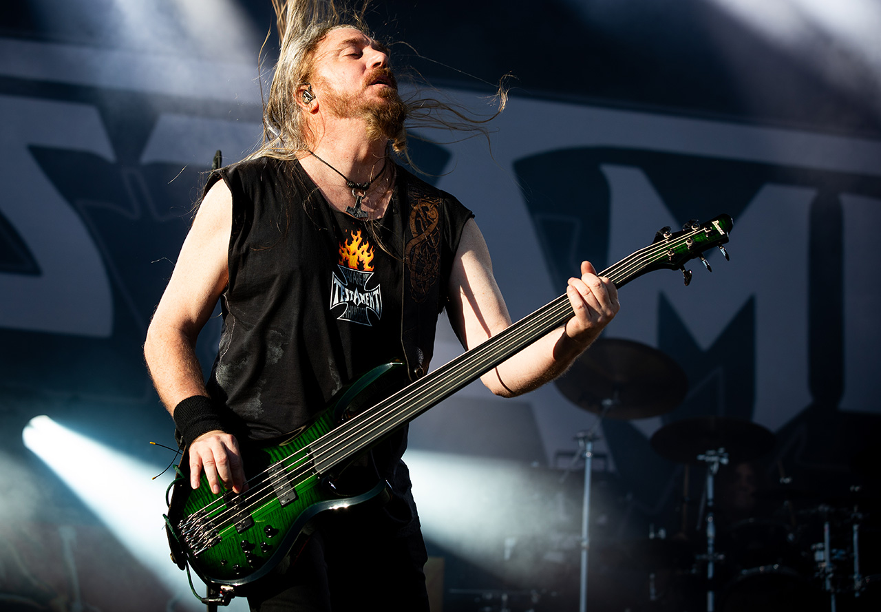 Steve DiGiorgio of Testament performs at Alcatraz Metal Fest on August 10, 2024 in Kortrijk, Belgium.