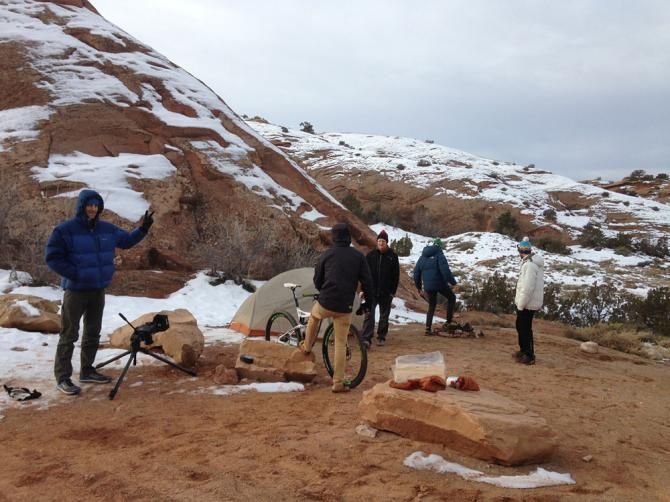 Setting up a camping scene