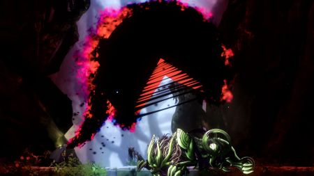 A screenshot of PUCK eating an enemy during the upcoming Xbox Series X game, Shadow Labyrinth.