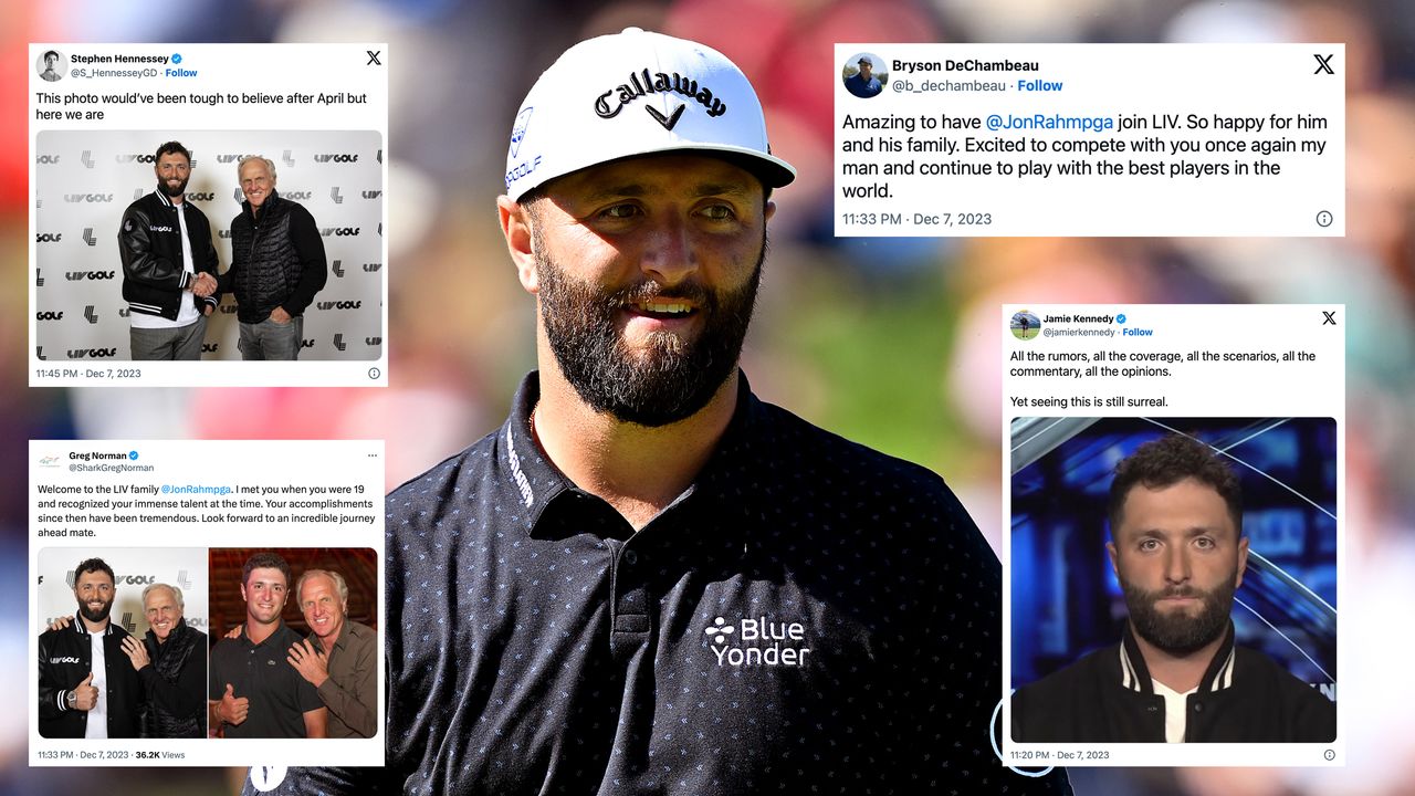 Jon Rahm with Tweets overlayed