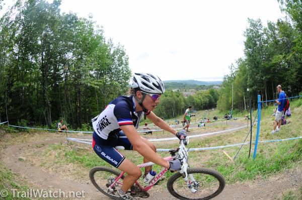 Julie Krasniak (France) at the top of many switchbacks.