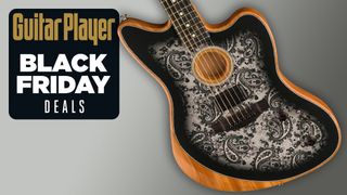 A Fender Acoustasonic Jazzmaster in a limited edition Black Paisley finish