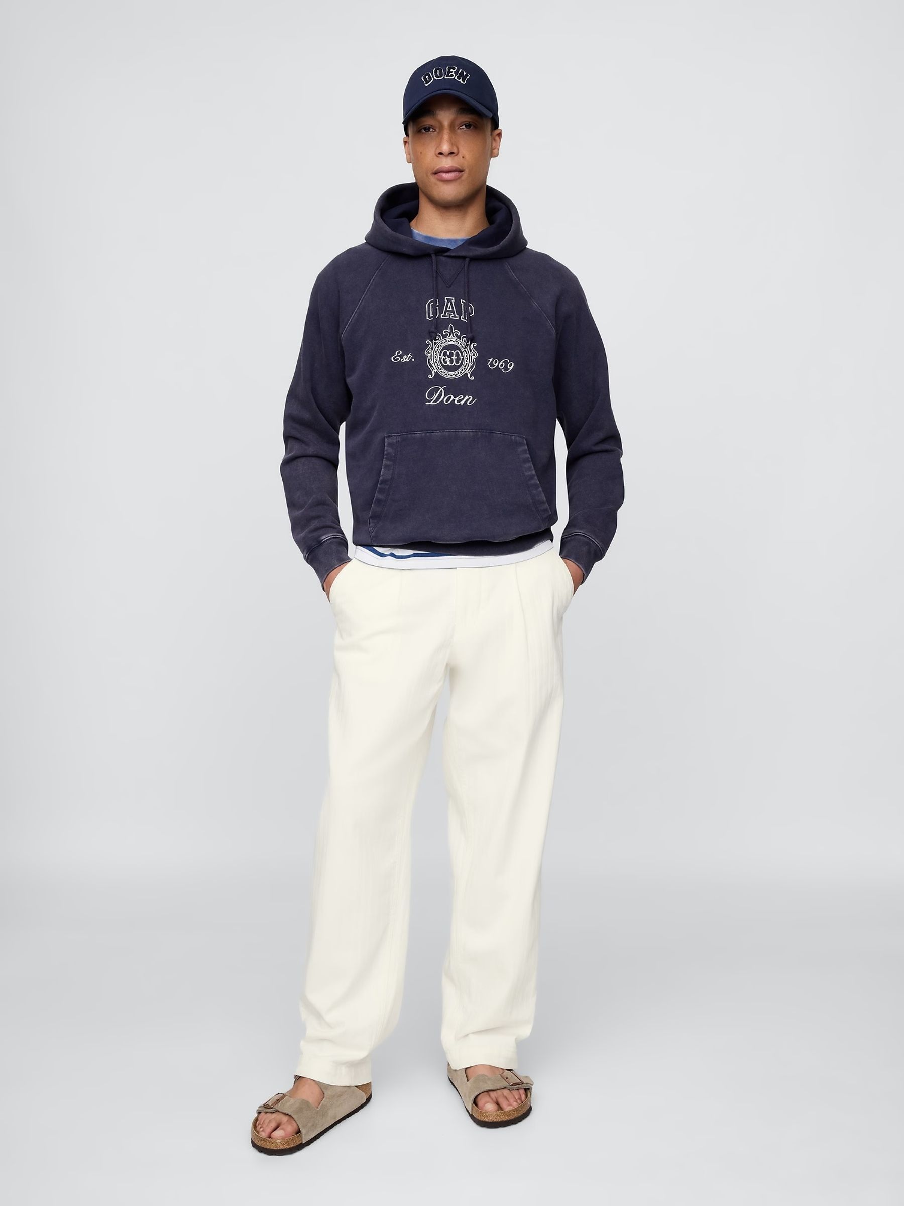 White DÔen Pleated Denim Trousers