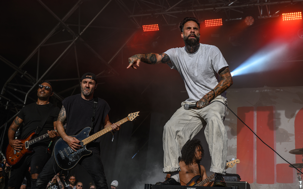 CHELTENHAM, ENGLAND - JULY 12: Jason Aalon Butler of Letlive performs onstage during 2000 Trees Music Festival at Upcote Farm on July 12, 2025 in Cheltenham, England. (Photo by Katja Ogrin/Redferns)