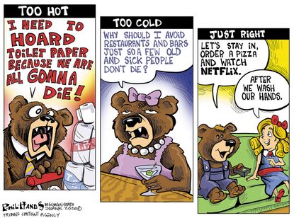 Editorial Cartoon U.S. Goldilocks Three Bears just right temperament