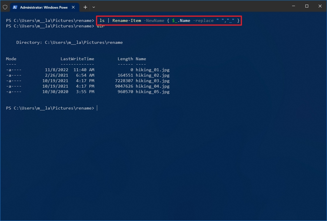 PowerShell remove file name remove spaces