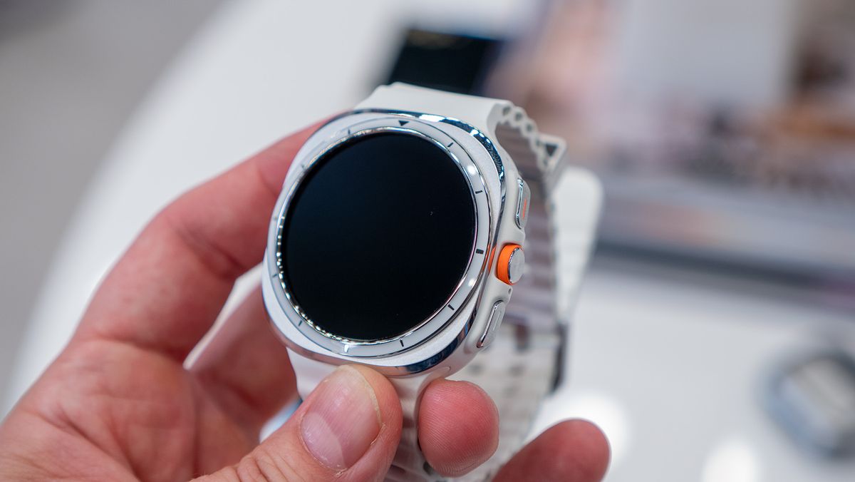 The white Samsung Galaxy Watch Ultra