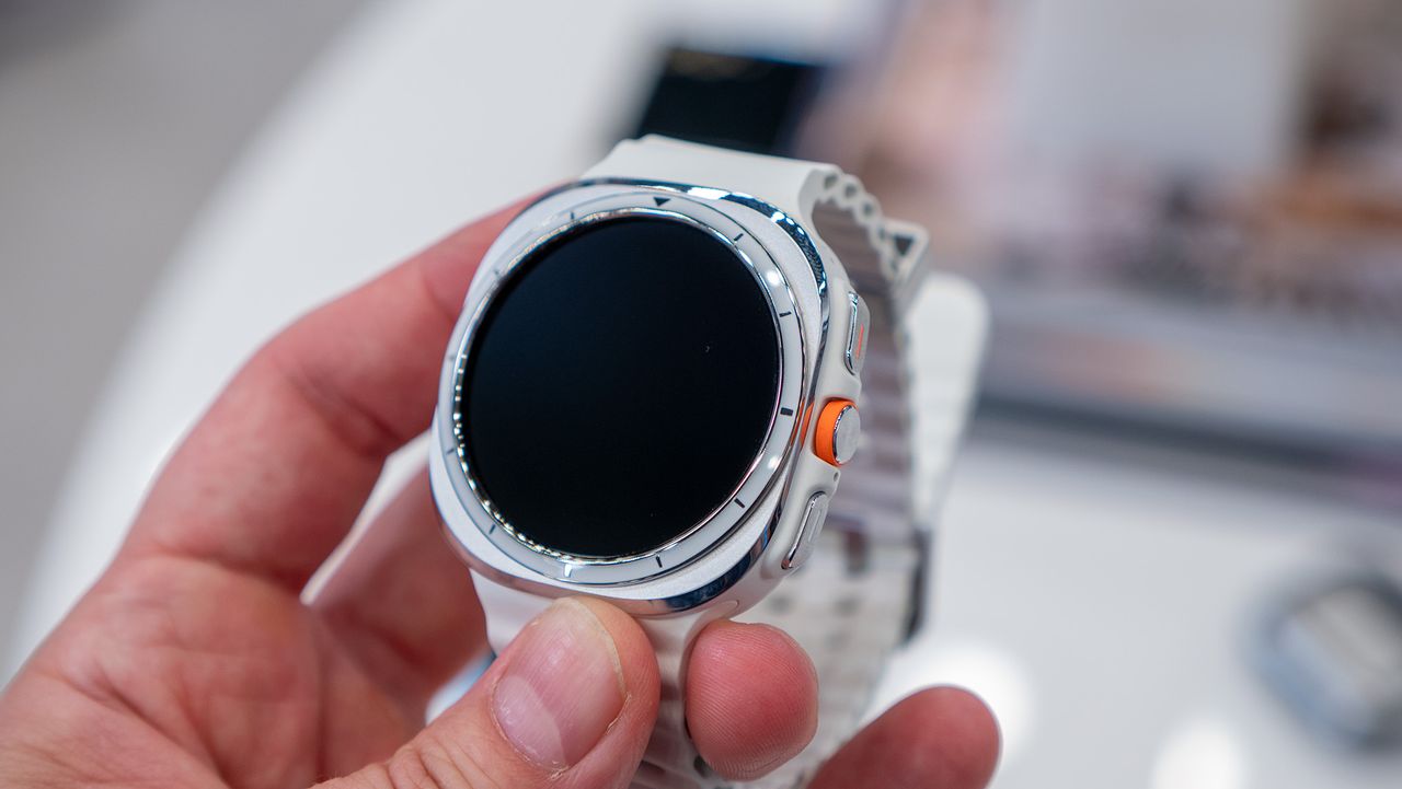 The white Samsung Galaxy Watch Ultra