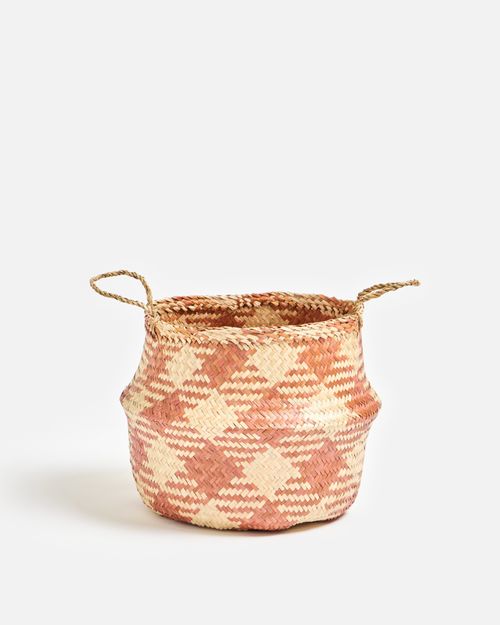 Brown Seagrass Dogtooth Storage Basket