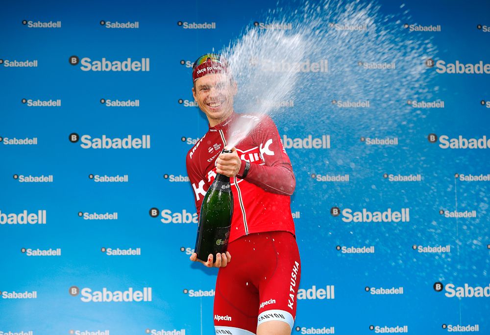 Tony Martin celebrates winning stage 2 at the Volta a la Comunitat Valenciana