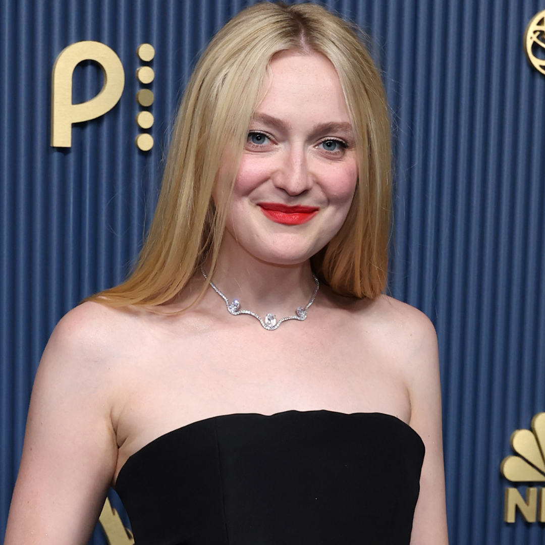 Dakota Fanning's black-and-white red carpet dress at the 2026 Emmys