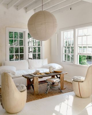 neutral living room designed by Leanne Ford