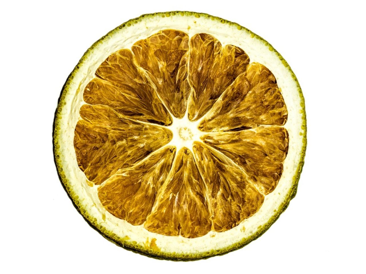 Single Slice Of A Dry Lime Fruit