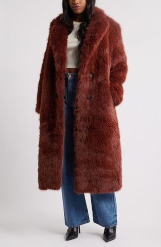 Faux Fur Longline Coat